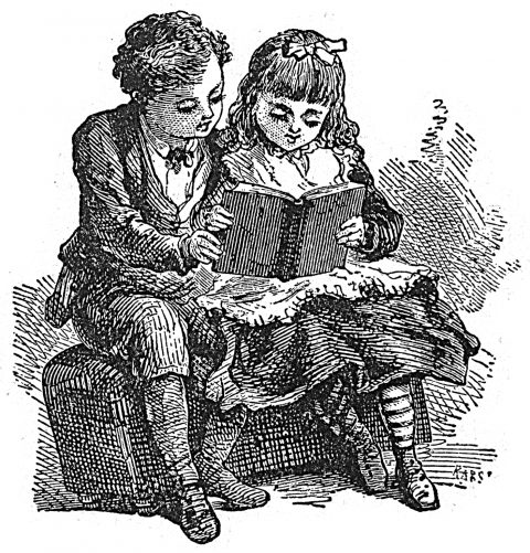 two children reading a book