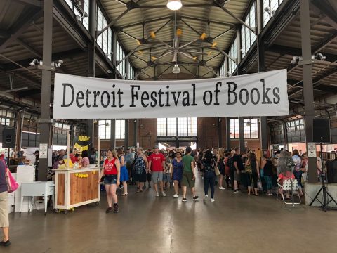 Detroit Festival of Books sign.