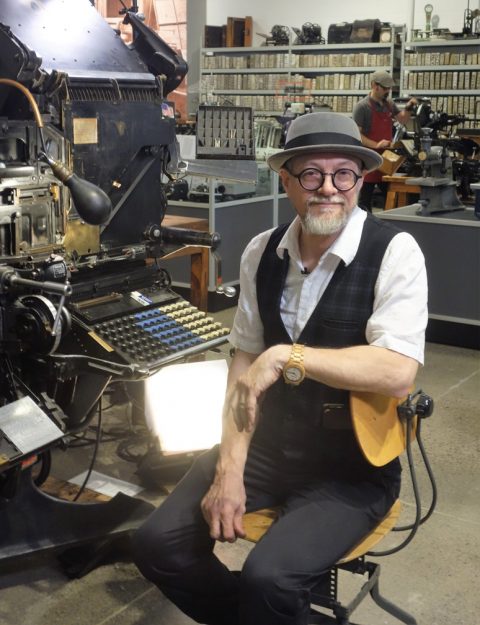George A. Walker at the Linotype
