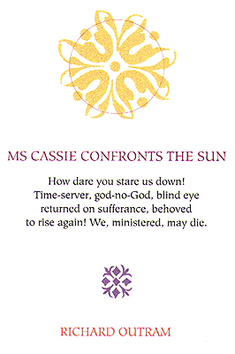 [Broadsheet: Ms Cassie Confronts the Sun