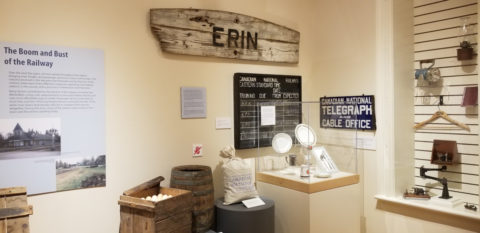 Erin sign in the Wellington County Museum and Archives "Train Room"