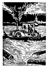 Engraving of an alligator boat